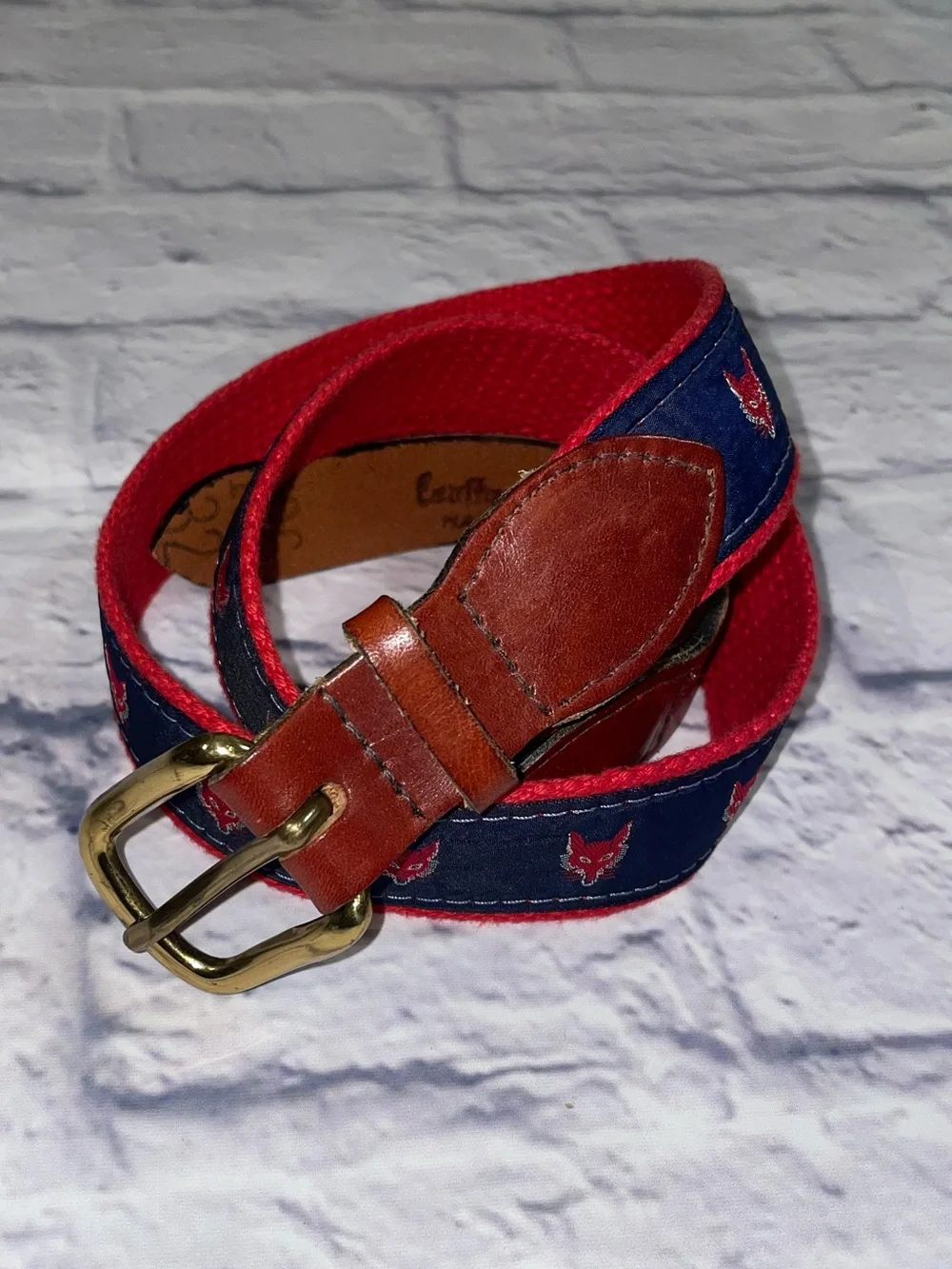 Leather Man Fox Canvas Belt Large Red Blue